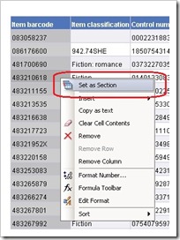 tranisit section context menu